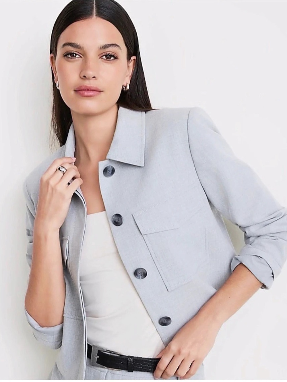 LOFT Versa Seasonless Stretch Pocket Jacket Gray XS